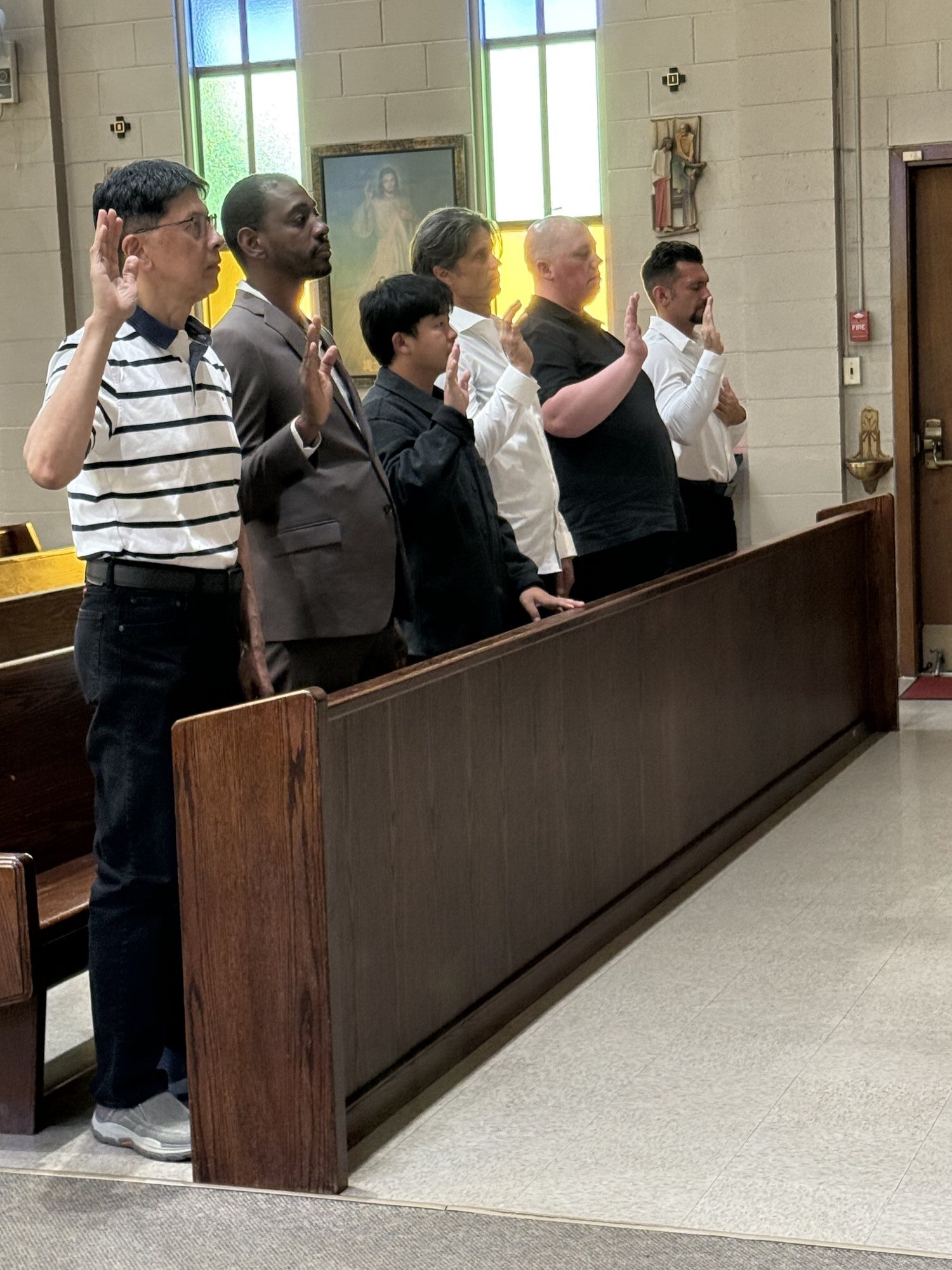 New Knights making their commitment during the Exemplification