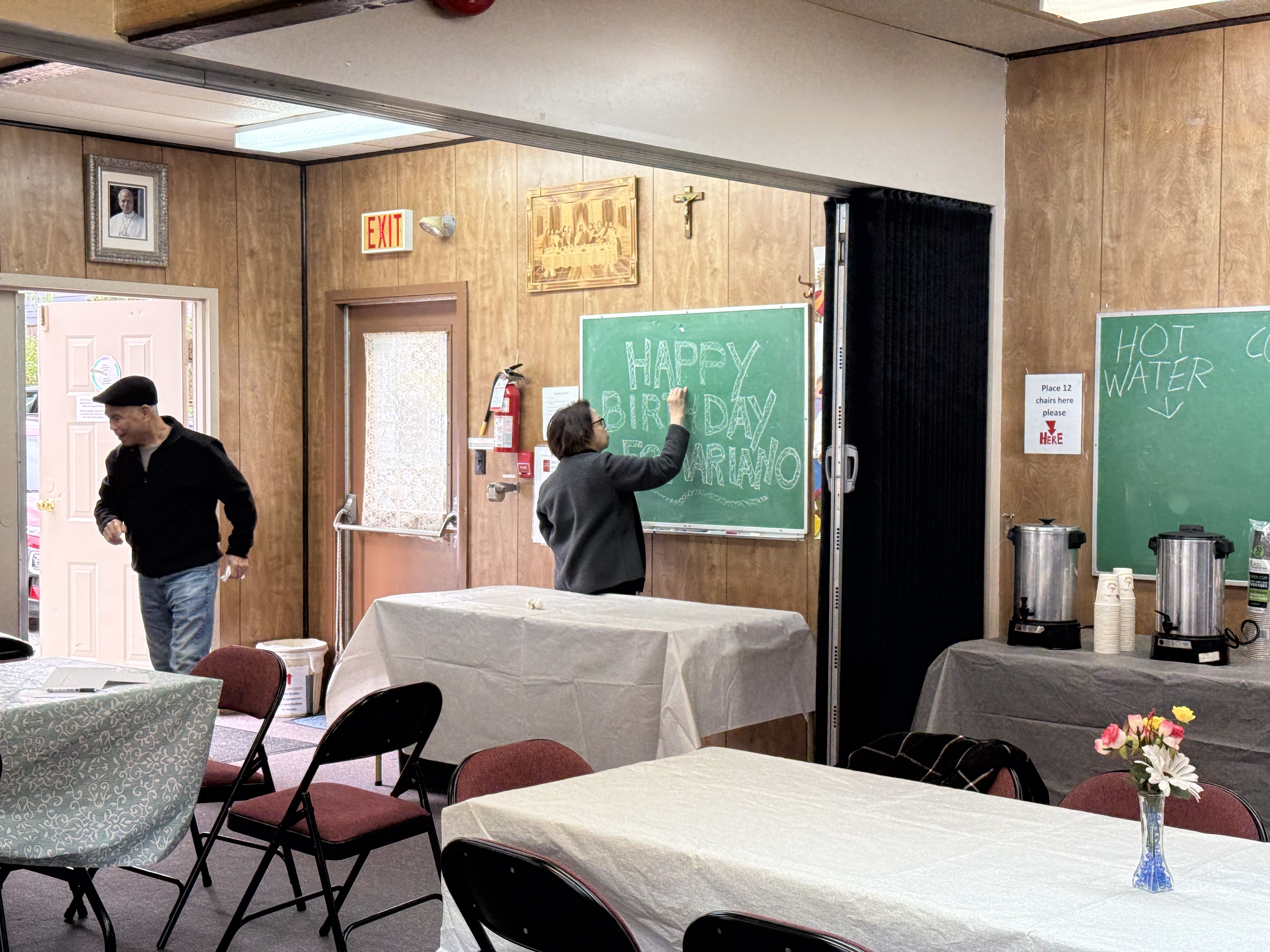 Writing happy birthday on the board