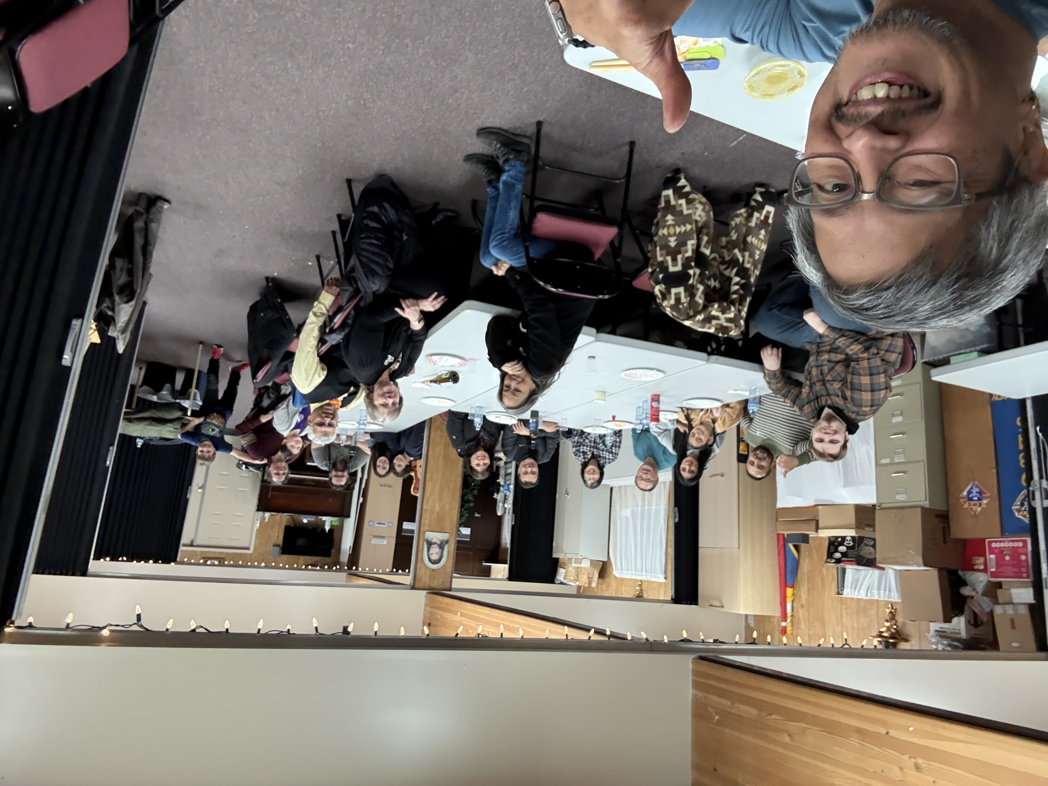 Council families sharing food at the Christmas Party